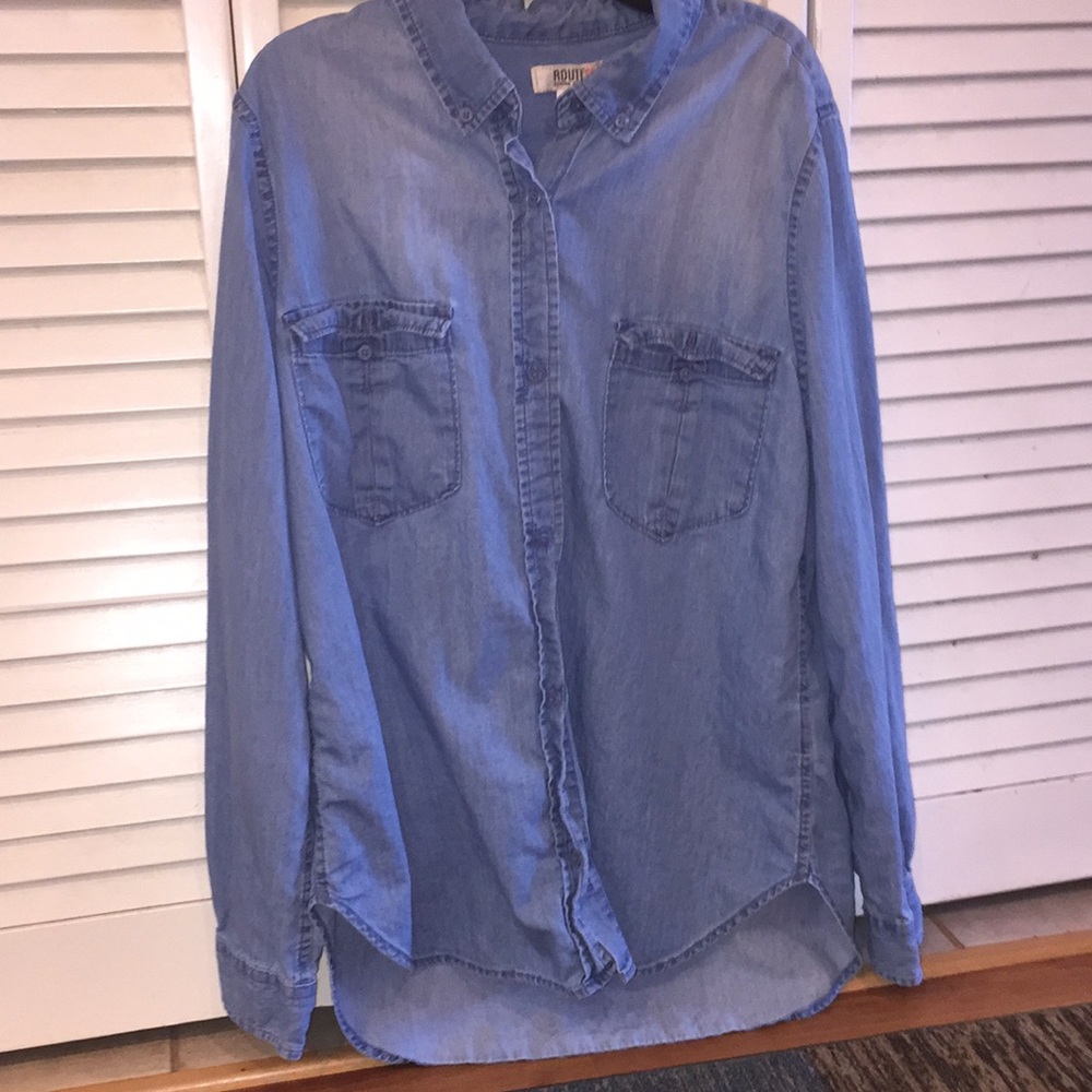 💛 denim button up blouse